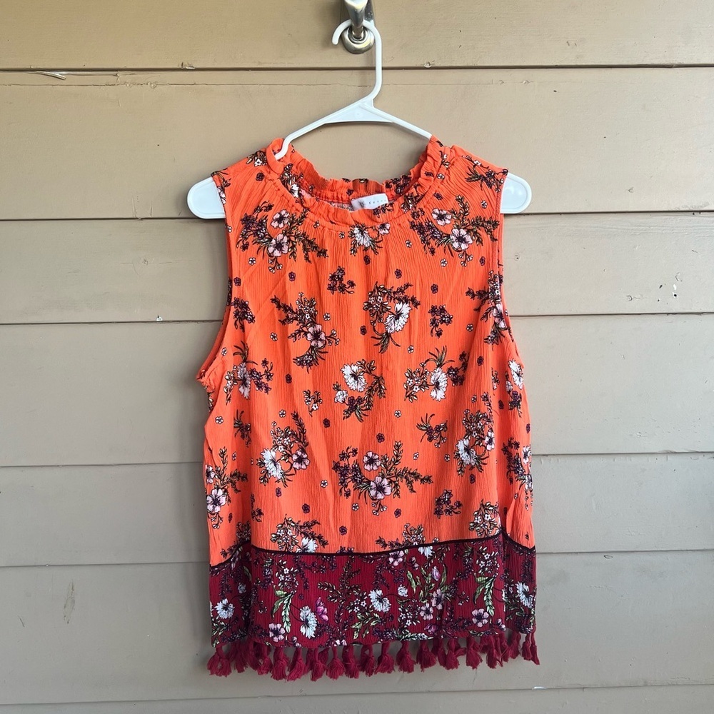 Fever Women's Sleeveless Boho Top Size XL Hippie Peasant Floral